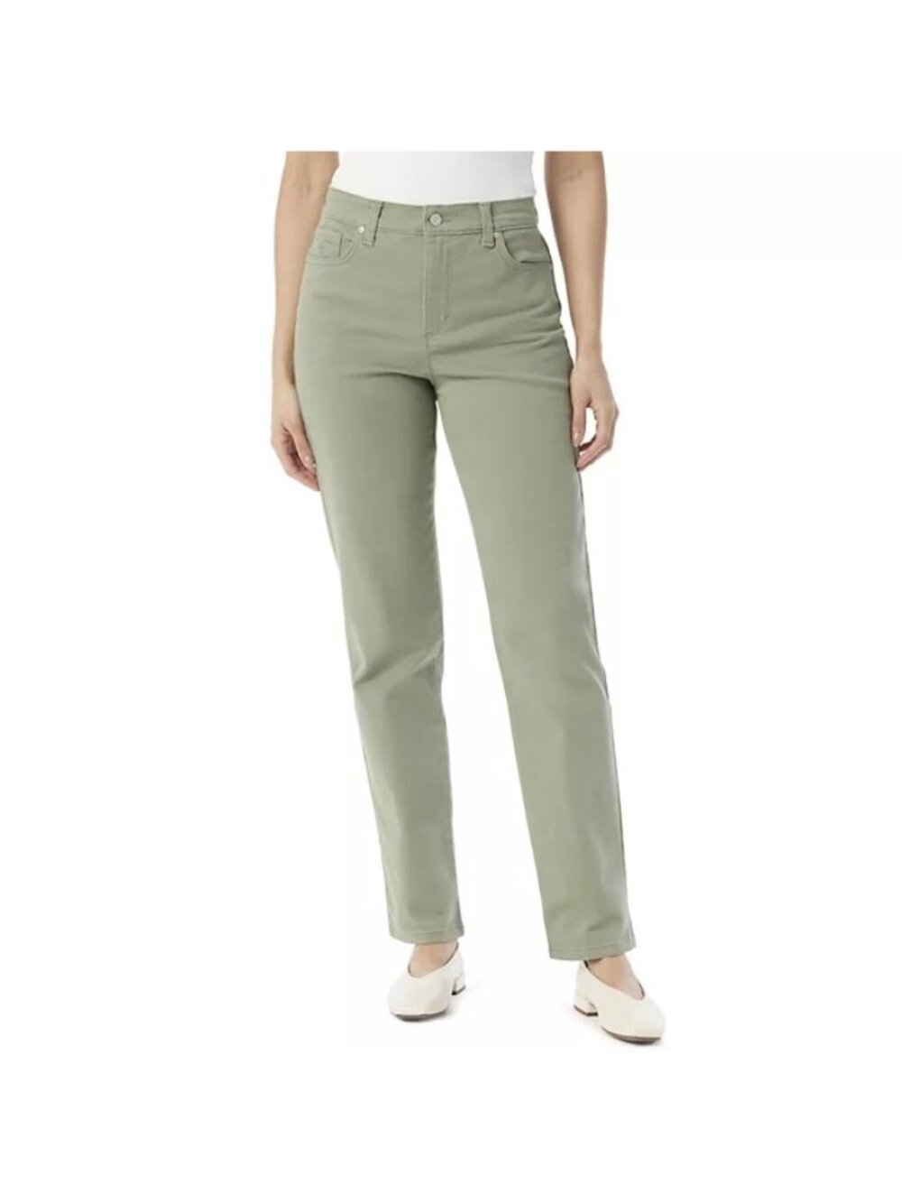 Gloria Vanderbilt Womens Amanda Classic Jeans Sage Green High rise Sz 16 NEW